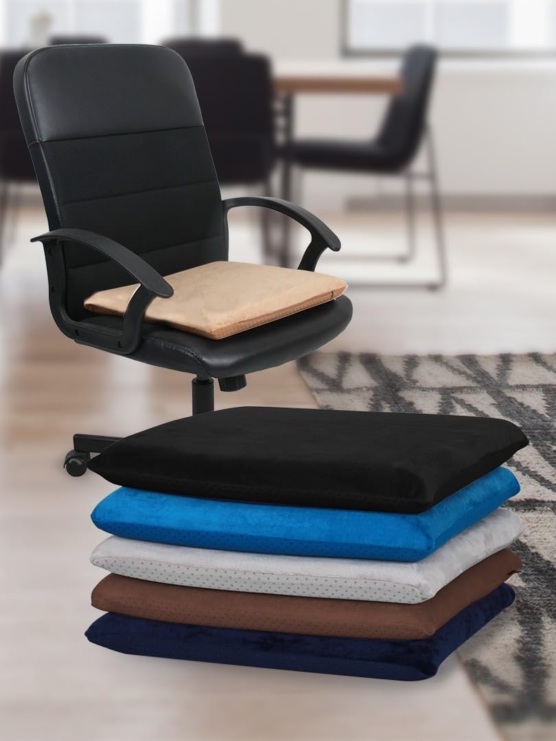 Augld Square Chair Seat Cushion Memory Foam Chair Cushion for Kitchen, Dining,Office or Car 16x16 in Black