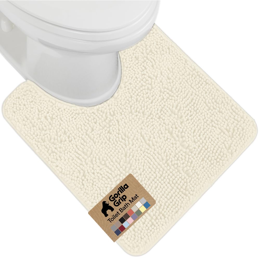 GORILLA GRIP Bath Rug Mat, Thick Soft Absorbent Chenille, Quick Dry Microfiber Mats, Rubber Backing Washable Shower Floor Rugs, US Designed Bathroom Bathmat Home Decor Accessories, 24x17, Grey
