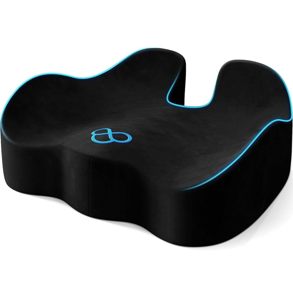 Seat Cushion, Memory Foam Chair Cushions for Tailbone/Sciatica Easing, Chair Pillow with Handles for Car, Office Chair Cushion with Non-Slip Design, Ideal for Post-Surgery Recovery(Black)