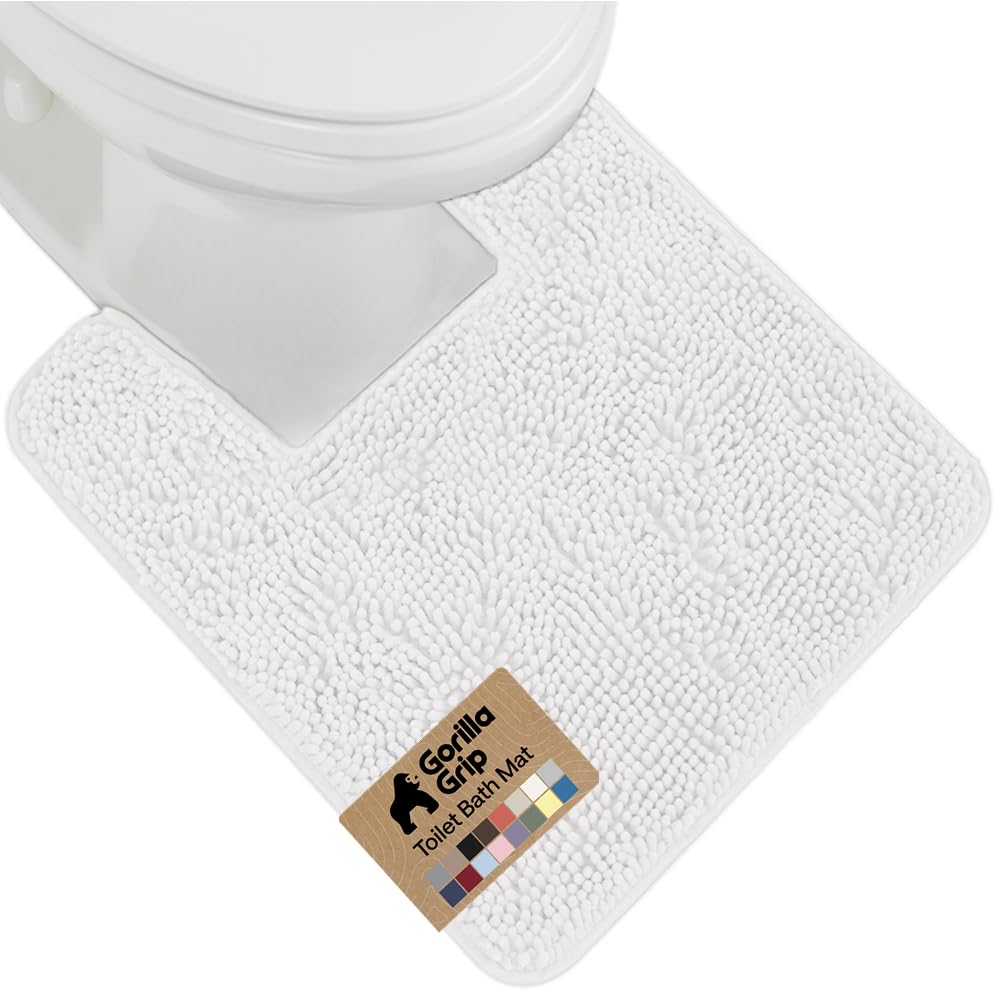 GORILLA GRIP Bath Rug Mat, Thick Soft Absorbent Chenille, Quick Dry Microfiber Mats, Rubber Backing Washable Shower Floor Rugs, US Designed Bathroom Bathmat Home Decor Accessories, 24x17, Grey