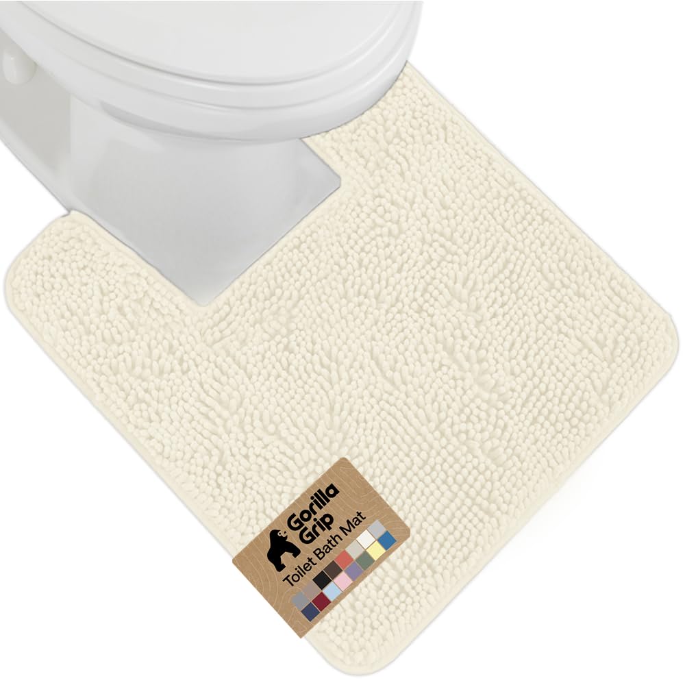 GORILLA GRIP Bath Rug Mat, Thick Soft Absorbent Chenille, Quick Dry Microfiber Mats, Rubber Backing Washable Shower Floor Rugs, US Designed Bathroom Bathmat Home Decor Accessories, 24x17, Grey