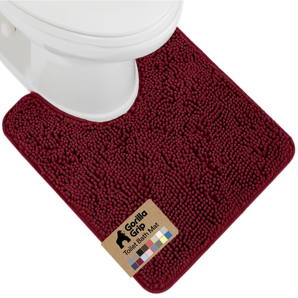 GORILLA GRIP Bath Rug Mat, Thick Soft Absorbent Chenille, Quick Dry Microfiber Mats, Rubber Backing Washable Shower Floor Rugs, US Designed Bathroom Bathmat Home Decor Accessories, 24x17, Grey