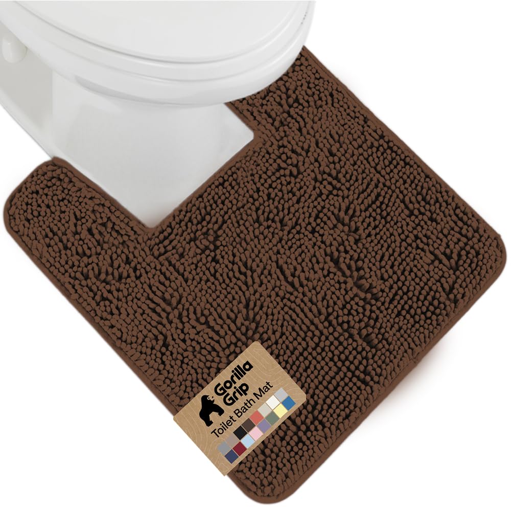 GORILLA GRIP Bath Rug Mat, Thick Soft Absorbent Chenille, Quick Dry Microfiber Mats, Rubber Backing Washable Shower Floor Rugs, US Designed Bathroom Bathmat Home Decor Accessories, 24x17, Grey
