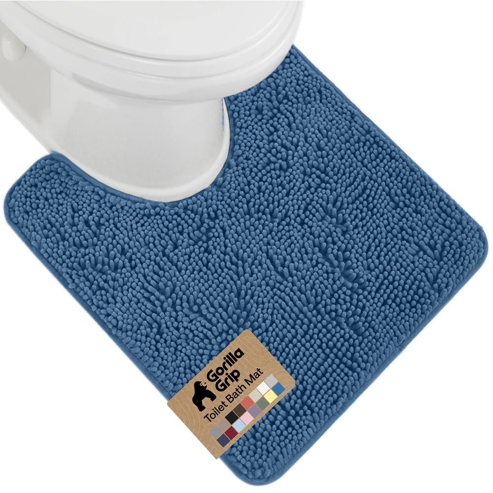 GORILLA GRIP Bath Rug Mat, Thick Soft Absorbent Chenille, Quick Dry Microfiber Mats, Rubber Backing Washable Shower Floor Rugs, US Designed Bathroom Bathmat Home Decor Accessories, 24x17, Grey