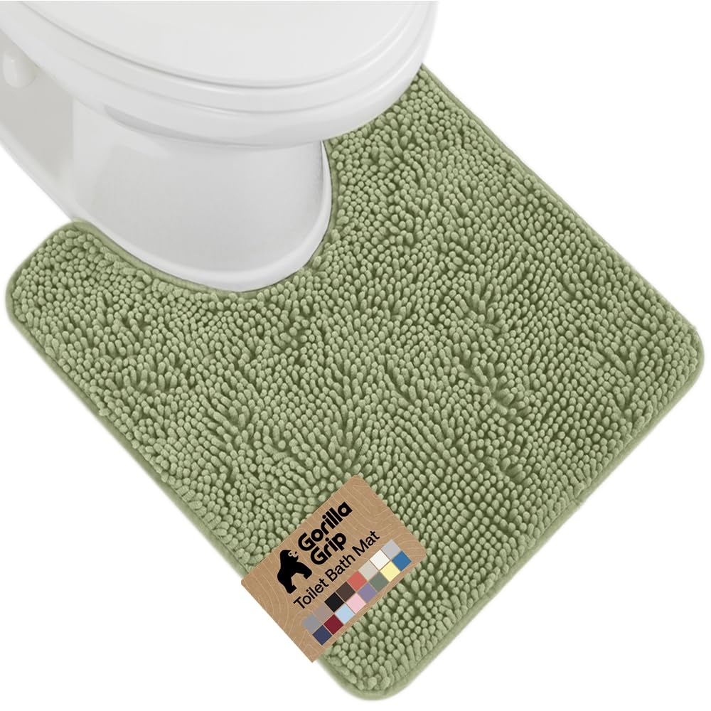 GORILLA GRIP Bath Rug Mat, Thick Soft Absorbent Chenille, Quick Dry Microfiber Mats, Rubber Backing Washable Shower Floor Rugs, US Designed Bathroom Bathmat Home Decor Accessories, 24x17, Grey