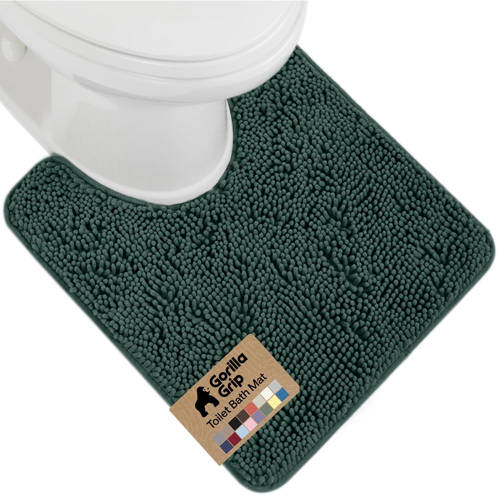 GORILLA GRIP Bath Rug Mat, Thick Soft Absorbent Chenille, Quick Dry Microfiber Mats, Rubber Backing Washable Shower Floor Rugs, US Designed Bathroom Bathmat Home Decor Accessories, 24x17, Grey