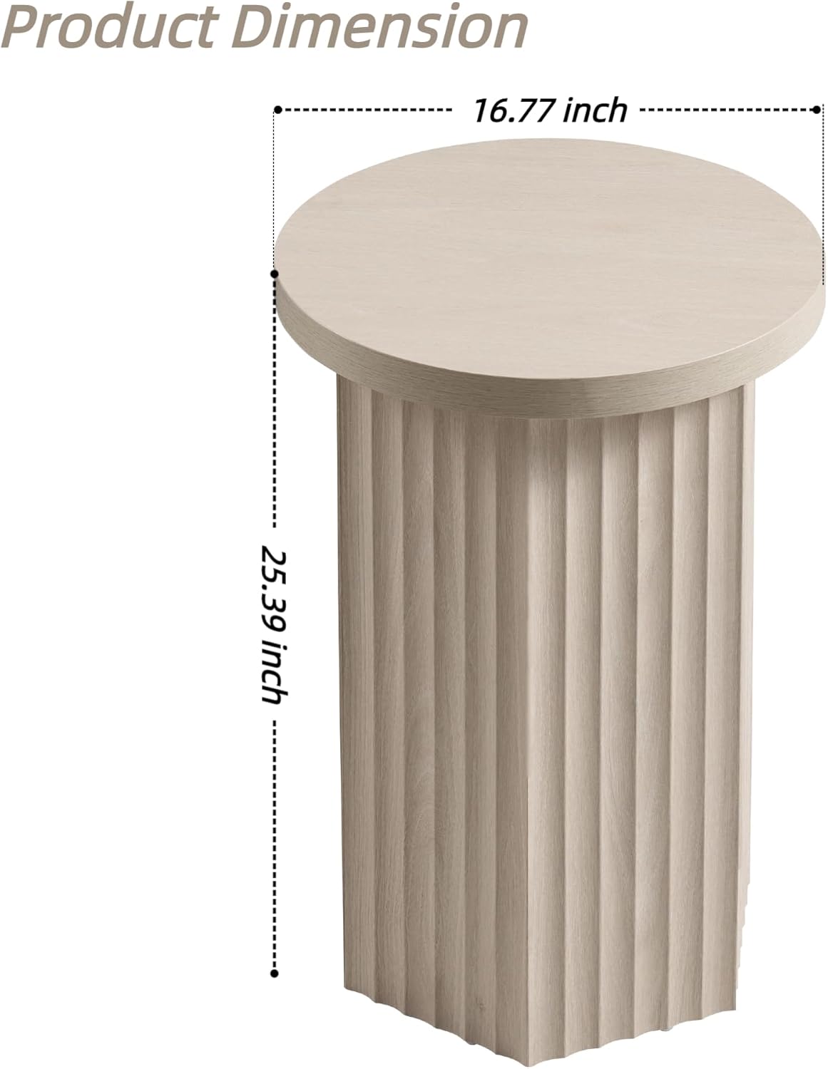 VividVibe End Tables for Living Room, Fluted Couch Side Table with Hexagonal Base, Wooden Bedside Table Bedroom Nightstands 2 Set Home Office Modern Accent Light Alder