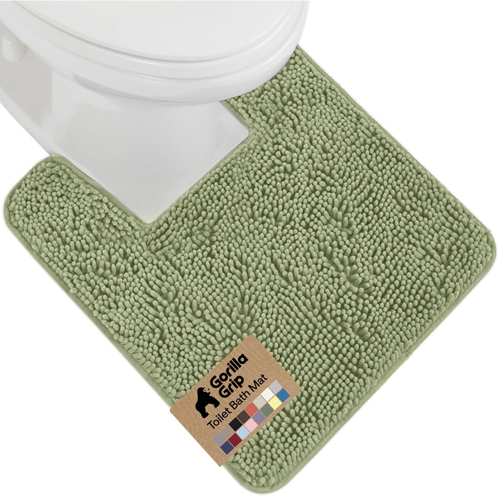 GORILLA GRIP Bath Rug Mat, Thick Soft Absorbent Chenille, Quick Dry Microfiber Mats, Rubber Backing Washable Shower Floor Rugs, US Designed Bathroom Bathmat Home Decor Accessories, 24x17, Grey