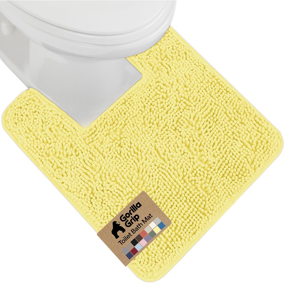 GORILLA GRIP Bath Rug Mat, Thick Soft Absorbent Chenille, Quick Dry Microfiber Mats, Rubber Backing Washable Shower Floor Rugs, US Designed Bathroom Bathmat Home Decor Accessories, 24x17, Grey