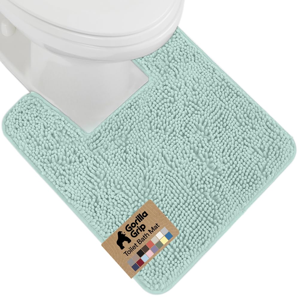 GORILLA GRIP Bath Rug Mat, Thick Soft Absorbent Chenille, Quick Dry Microfiber Mats, Rubber Backing Washable Shower Floor Rugs, US Designed Bathroom Bathmat Home Decor Accessories, 24x17, Grey