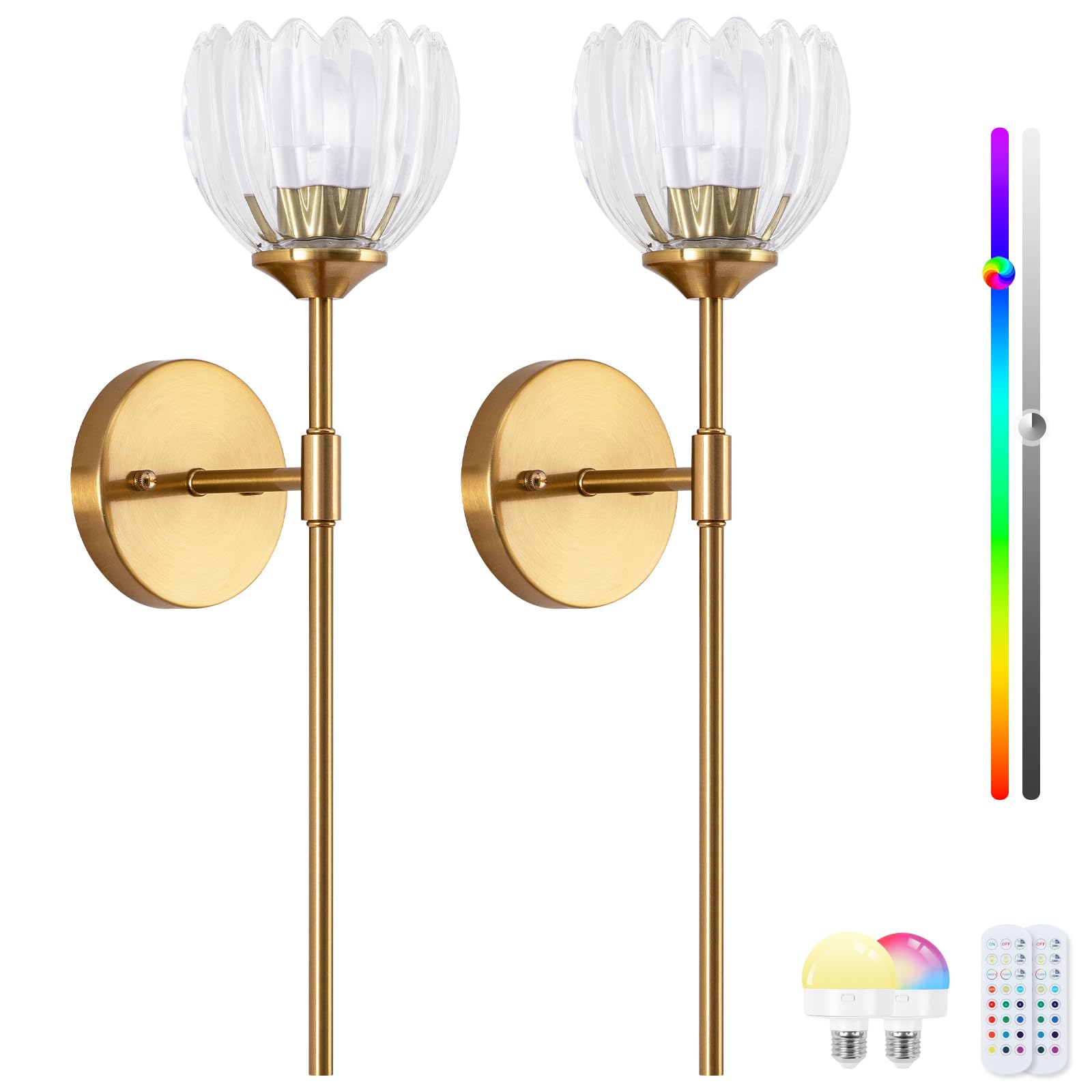 Vintage Battery Operated Wireless Wall Sconces, Rechargeable Battery Antique Brass Wall Lights,Luxury Corridor Lamp with Remote for Dining Room Hallway Living Room, Set of Two