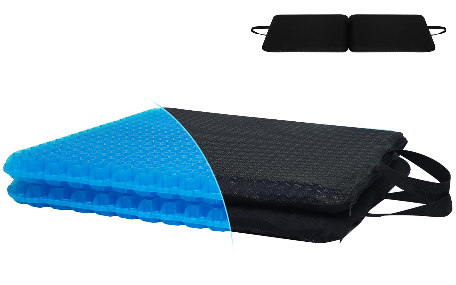 Gel Seat Cushion for Long Sitting - 16.5" x 14.5" x 2.4" (Extra Thick＆Soft) Gel Cushion for People Over 185 lbs, Pressure Relief Cushion for Office Chair, Egg Cushions for Wheelchair, Gel Pad for Car