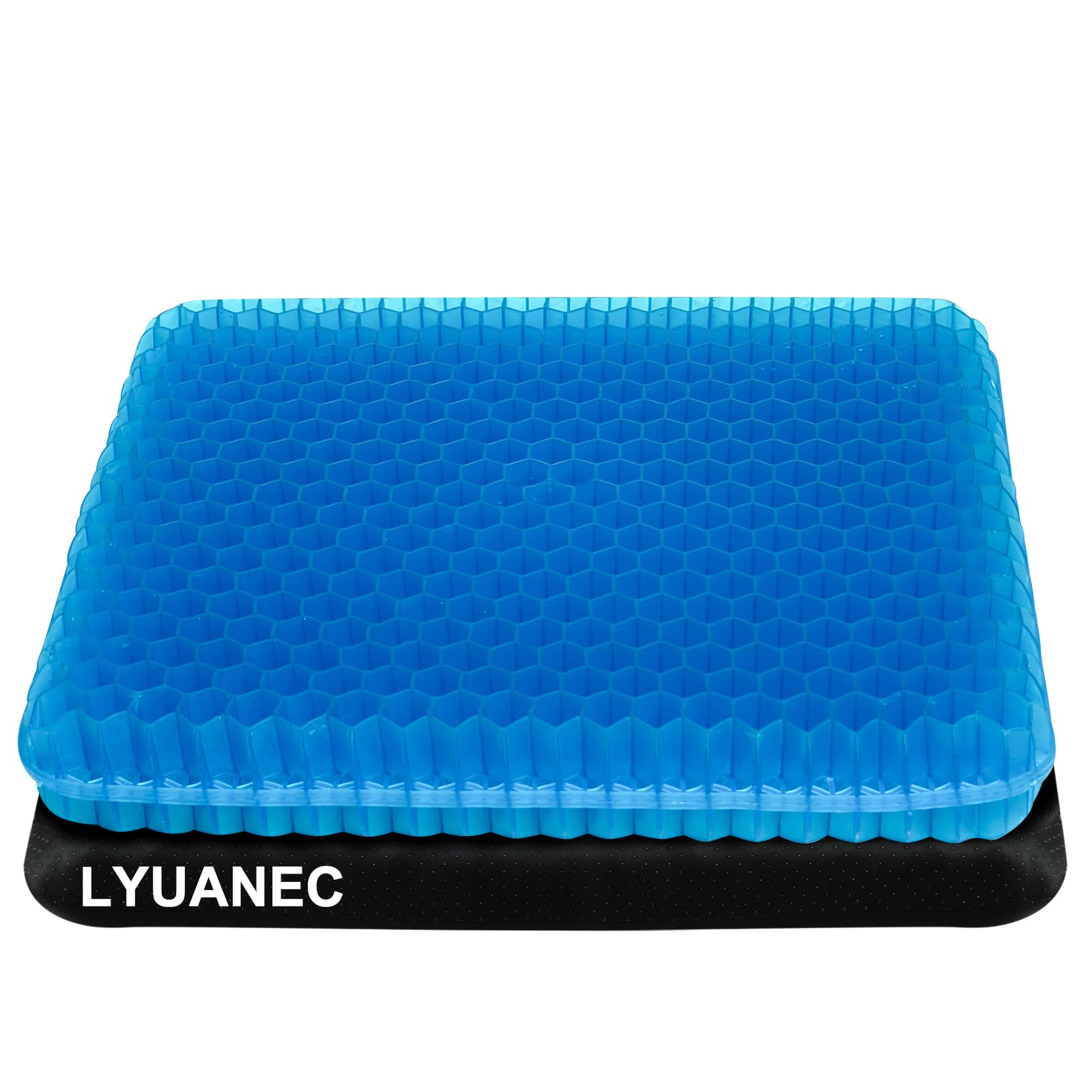 Gel Seat Cushion for Long Sitting - 16.5" x 14.5" x 2.4" (Extra Thick＆Soft) Gel Cushion for People Over 185 lbs, Pressure Relief Cushion for Office Chair, Egg Cushions for Wheelchair, Gel Pad for Car