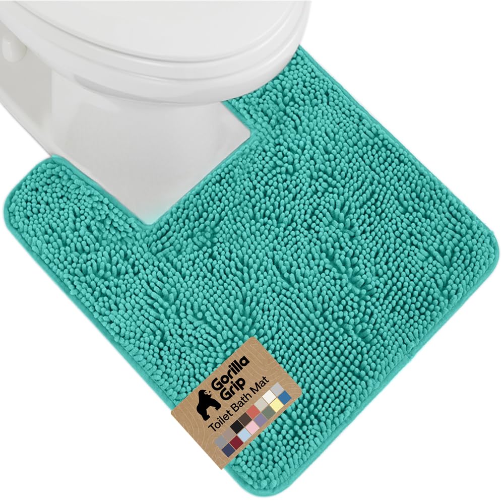 GORILLA GRIP Bath Rug Mat, Thick Soft Absorbent Chenille, Quick Dry Microfiber Mats, Rubber Backing Washable Shower Floor Rugs, US Designed Bathroom Bathmat Home Decor Accessories, 24x17, Grey