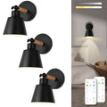 Black Battery Operated Wall Sconce Set of Two, Easy to Install Wireless Lights for Wall, Remote Control Dimmable LED Lights, Auto Timer Wall Lamp Fixtures for Bedroom, Gallery, Living Room, RV