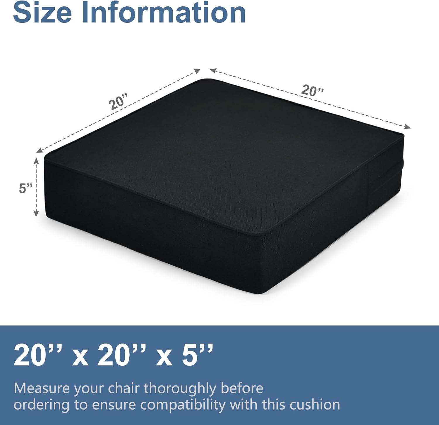 Shinnwa Gel Memory Foam Recliner Cushion for Elderly, Dual-Layer Foam Chair Pad, Extra Large Seat Cushion for Couch, Armchair, Wicker Chairs, Floor, 20 × 20 × 5in, Black