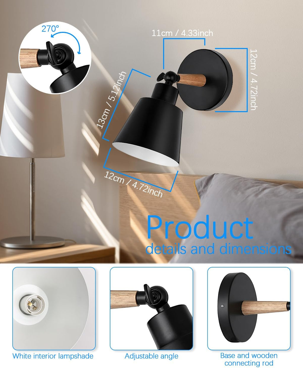 Black Battery Operated Wall Sconce Set of Two, Easy to Install Wireless Lights for Wall, Remote Control Dimmable LED Lights, Auto Timer Wall Lamp Fixtures for Bedroom, Gallery, Living Room, RV
