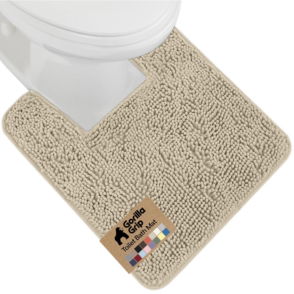 GORILLA GRIP Bath Rug Mat, Thick Soft Absorbent Chenille, Quick Dry Microfiber Mats, Rubber Backing Washable Shower Floor Rugs, US Designed Bathroom Bathmat Home Decor Accessories, 24x17, Grey