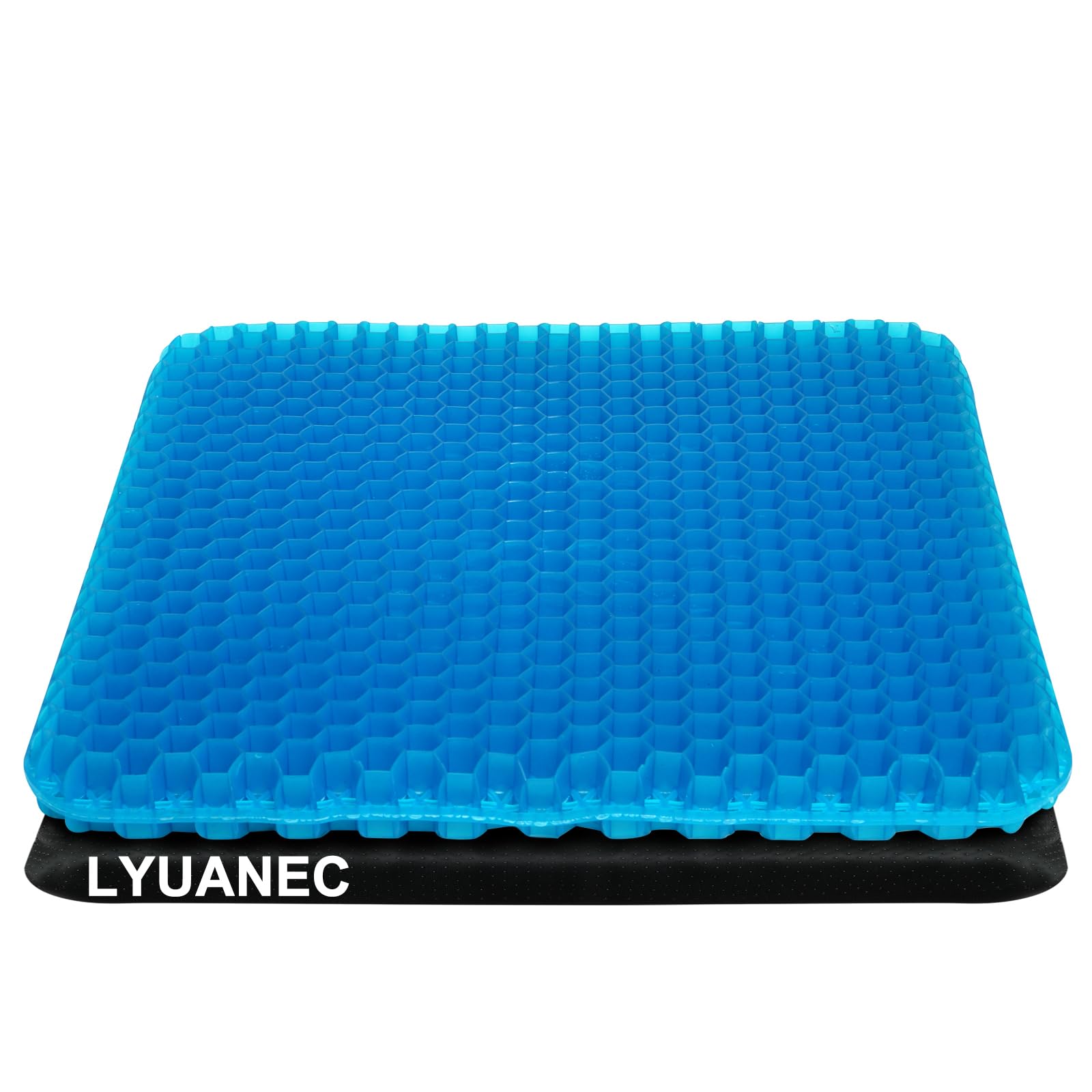 Gel Seat Cushion for Long Sitting - 16.5" x 14.5" x 2.4" (Extra Thick＆Soft) Gel Cushion for People Over 185 lbs, Pressure Relief Cushion for Office Chair, Egg Cushions for Wheelchair, Gel Pad for Car