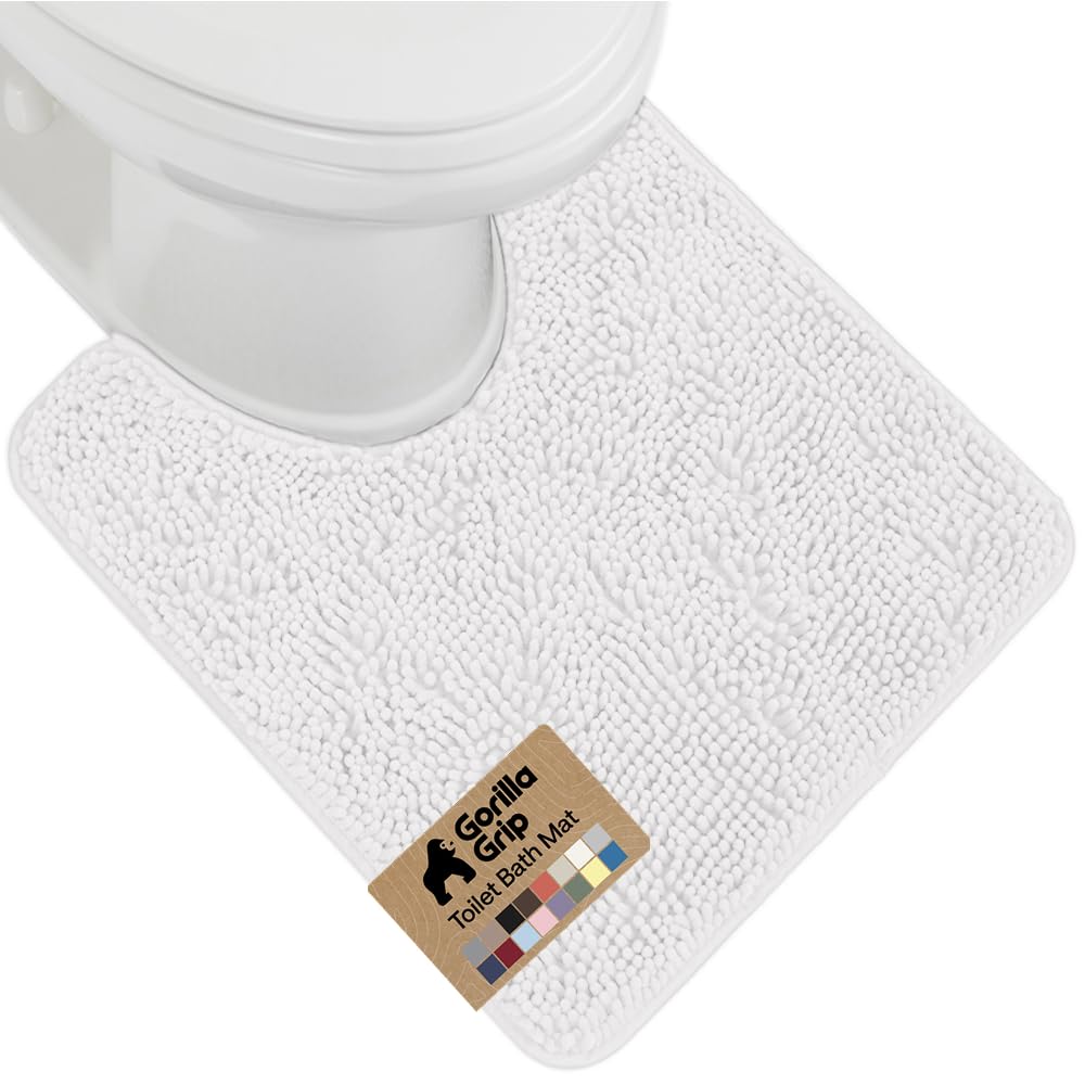 GORILLA GRIP Bath Rug Mat, Thick Soft Absorbent Chenille, Quick Dry Microfiber Mats, Rubber Backing Washable Shower Floor Rugs, US Designed Bathroom Bathmat Home Decor Accessories, 24x17, Grey