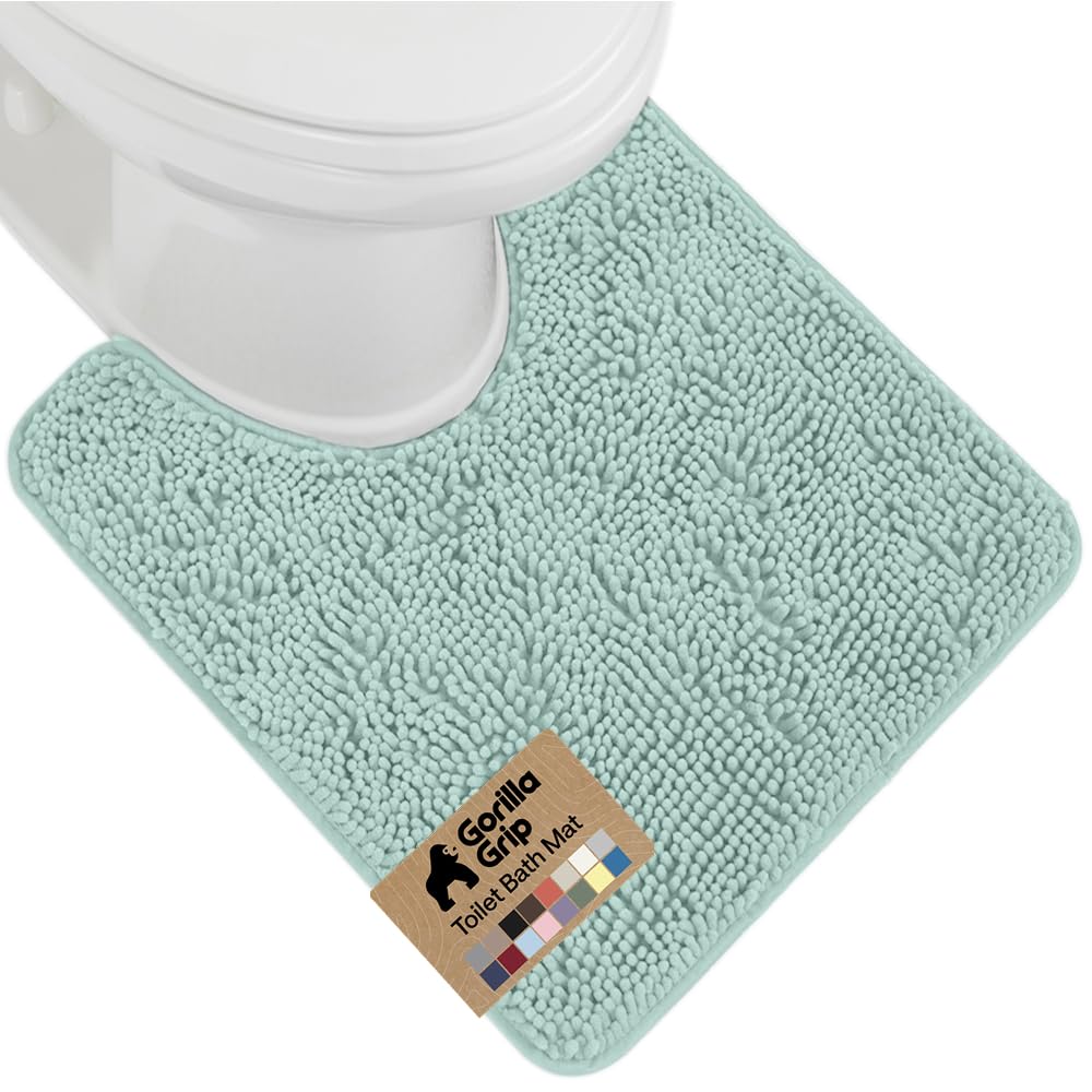 GORILLA GRIP Bath Rug Mat, Thick Soft Absorbent Chenille, Quick Dry Microfiber Mats, Rubber Backing Washable Shower Floor Rugs, US Designed Bathroom Bathmat Home Decor Accessories, 24x17, Grey