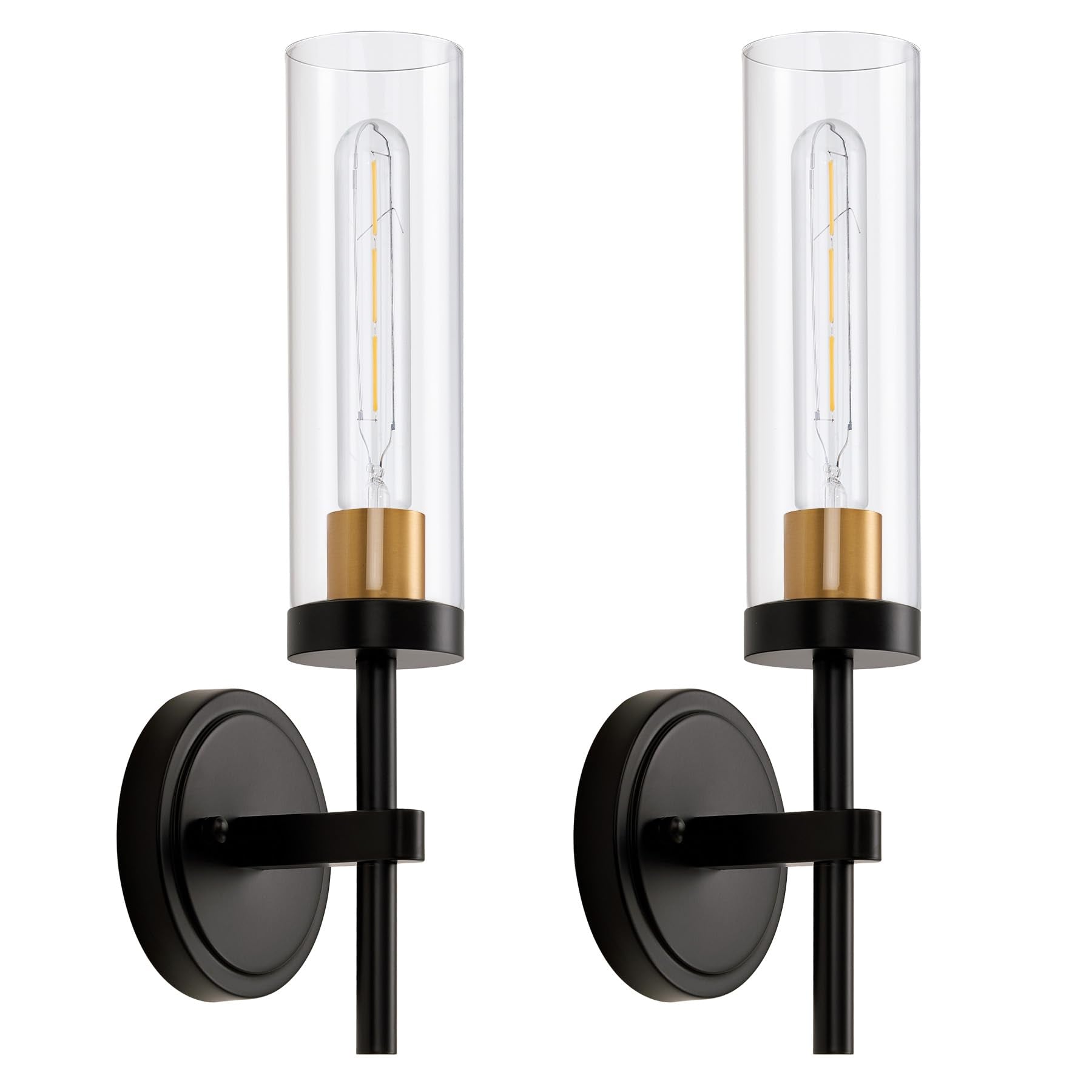 Wireless Wall Sconces with Remote Control, Battery Operated Wall Sconce Set of 2, Black & Gold Rechargeable Dimmable Wall Light for Bedroom Living room Bathroom Hallway Entryway Stairwell, 3000K