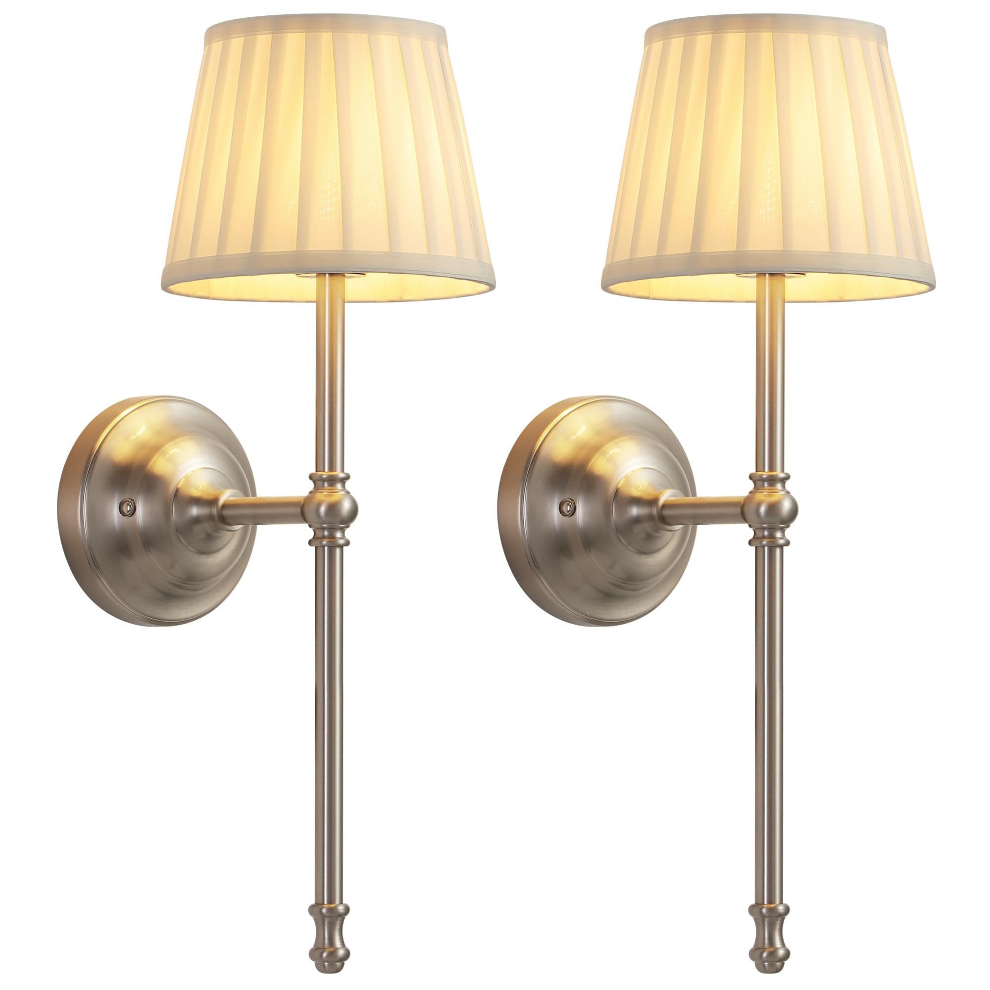 KDG Cordless Wall Sconces Set of 2, Small Wireless 5200mAh Rechargeable Battery Fabric LED Wall Lamps, Portables Lightings for Wall Painting, Living Room, Bedroom, Hallway, Gifts, Night Light (Gold)