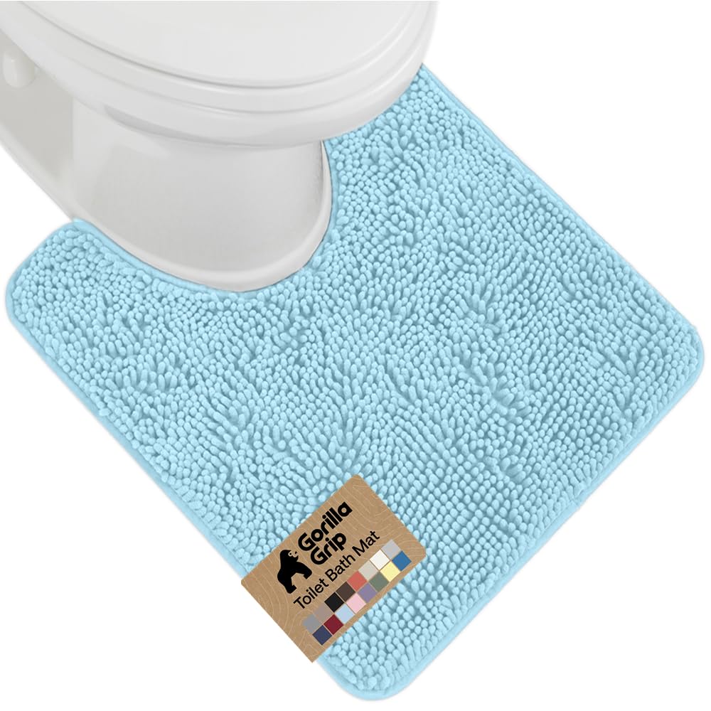 GORILLA GRIP Bath Rug Mat, Thick Soft Absorbent Chenille, Quick Dry Microfiber Mats, Rubber Backing Washable Shower Floor Rugs, US Designed Bathroom Bathmat Home Decor Accessories, 24x17, Grey