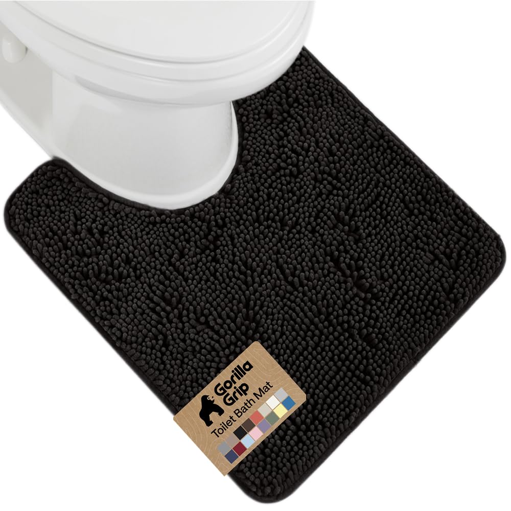 GORILLA GRIP Bath Rug Mat, Thick Soft Absorbent Chenille, Quick Dry Microfiber Mats, Rubber Backing Washable Shower Floor Rugs, US Designed Bathroom Bathmat Home Decor Accessories, 24x17, Grey