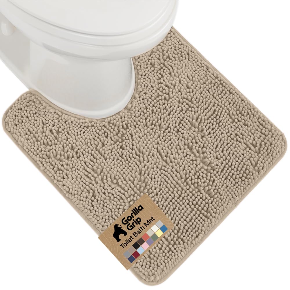 GORILLA GRIP Bath Rug Mat, Thick Soft Absorbent Chenille, Quick Dry Microfiber Mats, Rubber Backing Washable Shower Floor Rugs, US Designed Bathroom Bathmat Home Decor Accessories, 24x17, Grey