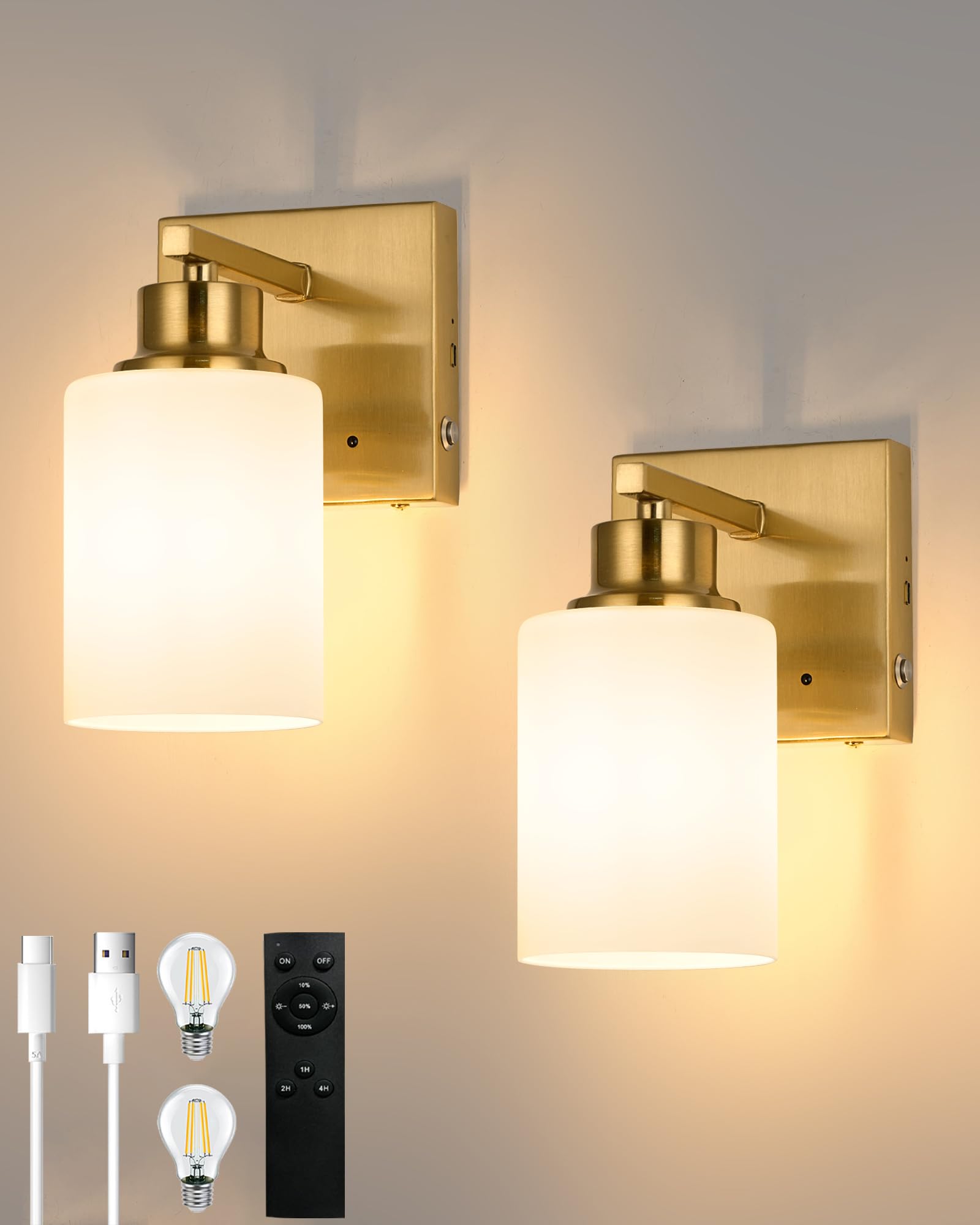 Battery Operated Wall Sconce Set of 2, Black Rechargeable Wall Lights with Timer Function, Easy Install Dimmable Wireless Wall Lamps Sconces Wall Decor for Living Room Bedroom Hallway, Emergency 3000K