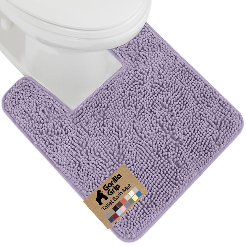 GORILLA GRIP Bath Rug Mat, Thick Soft Absorbent Chenille, Quick Dry Microfiber Mats, Rubber Backing Washable Shower Floor Rugs, US Designed Bathroom Bathmat Home Decor Accessories, 24x17, Grey