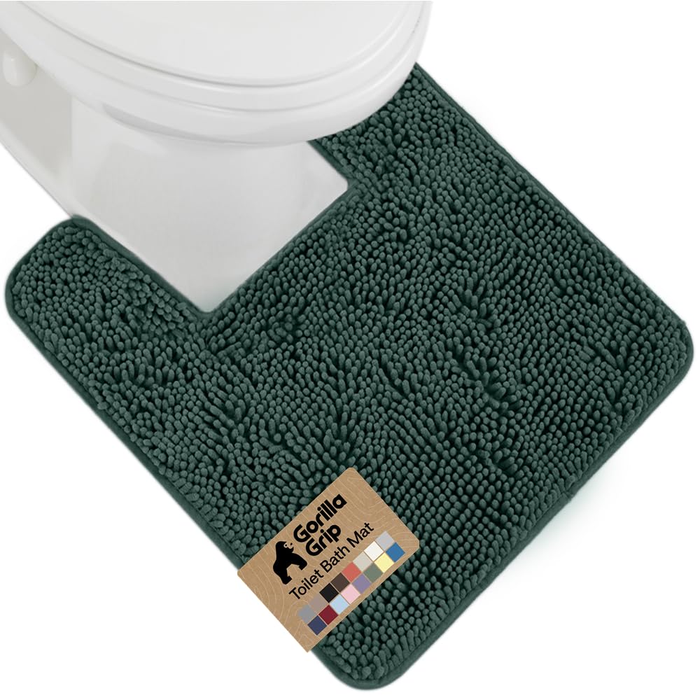 GORILLA GRIP Bath Rug Mat, Thick Soft Absorbent Chenille, Quick Dry Microfiber Mats, Rubber Backing Washable Shower Floor Rugs, US Designed Bathroom Bathmat Home Decor Accessories, 24x17, Grey