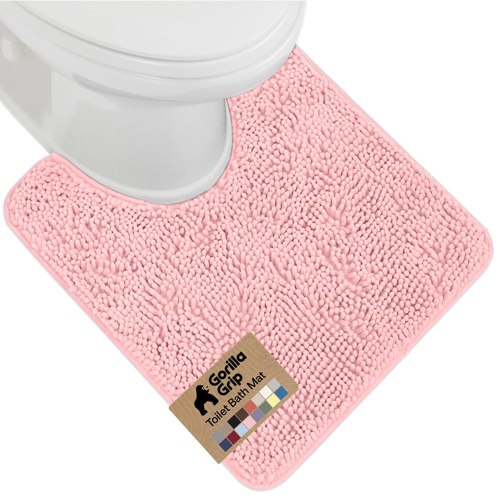 GORILLA GRIP Bath Rug Mat, Thick Soft Absorbent Chenille, Quick Dry Microfiber Mats, Rubber Backing Washable Shower Floor Rugs, US Designed Bathroom Bathmat Home Decor Accessories, 24x17, Grey