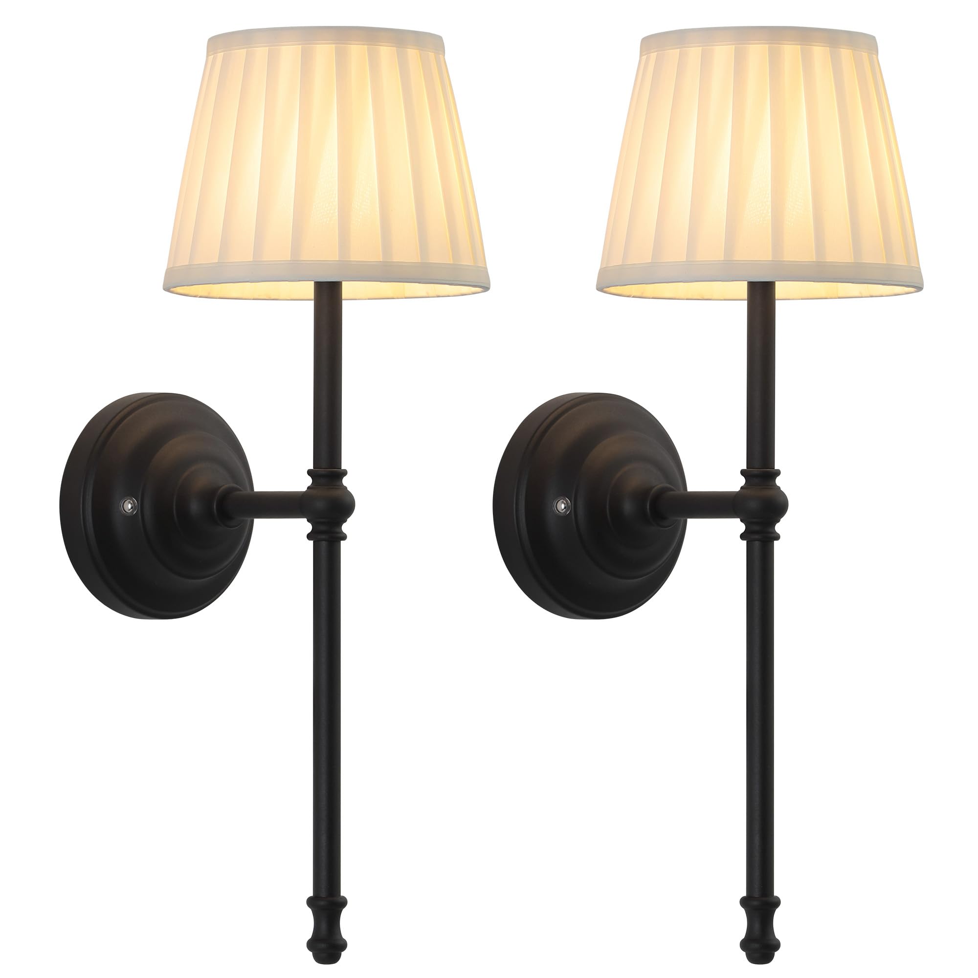 KDG Cordless Wall Sconces Set of 2, Small Wireless 5200mAh Rechargeable Battery Fabric LED Wall Lamps, Portables Lightings for Wall Painting, Living Room, Bedroom, Hallway, Gifts, Night Light (Gold)