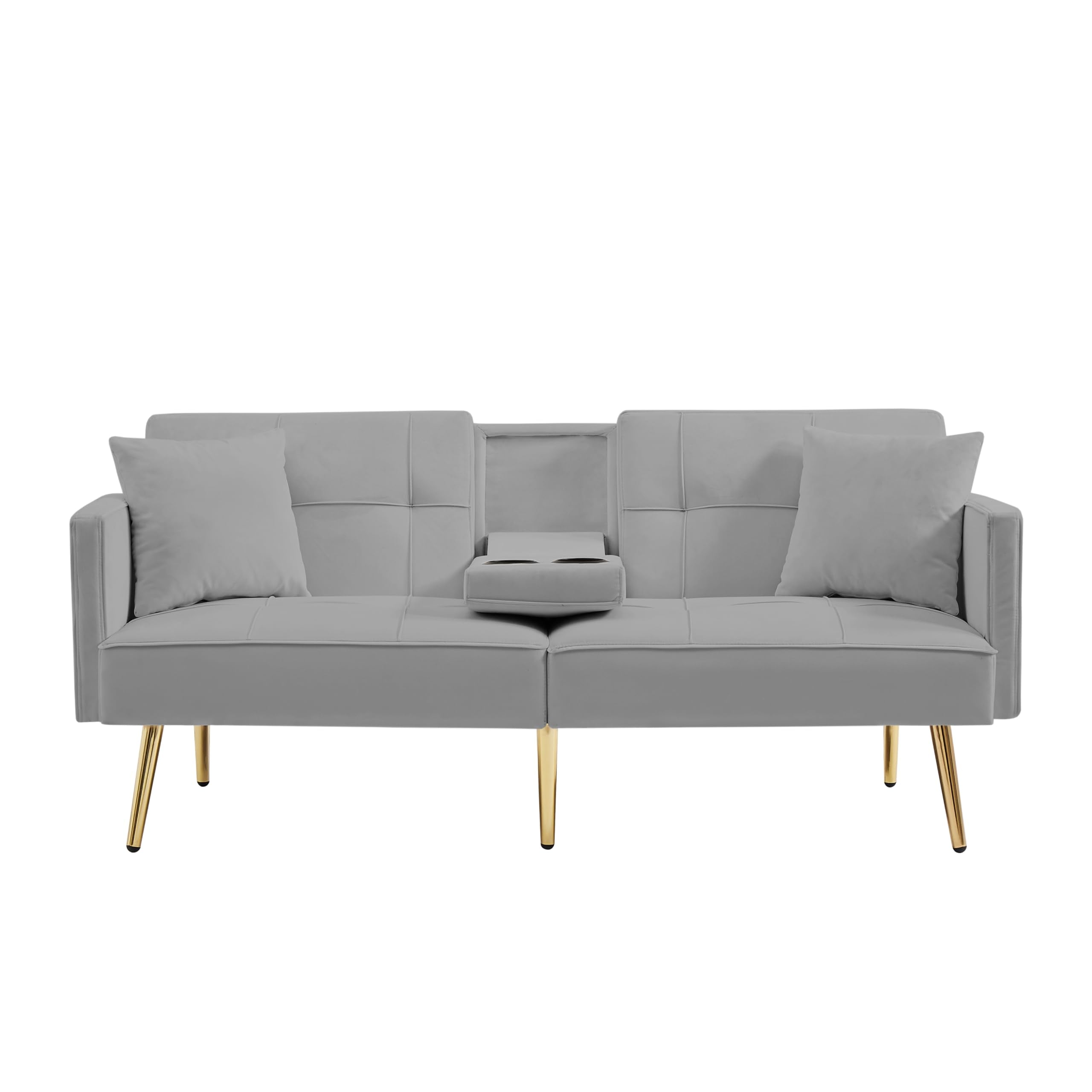 hansones 55-Inch Modern Velvet Loveseat Sofa with Gold Metal Legs & Side Pockets, Tufted Backrest, Perfect for Living Room, Bedroom, or Office (Modern Beige)