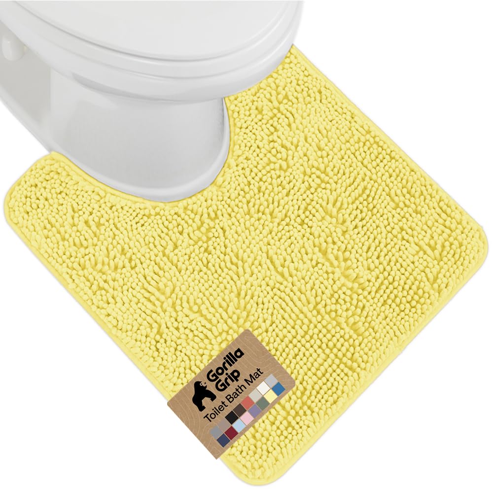GORILLA GRIP Bath Rug Mat, Thick Soft Absorbent Chenille, Quick Dry Microfiber Mats, Rubber Backing Washable Shower Floor Rugs, US Designed Bathroom Bathmat Home Decor Accessories, 24x17, Grey