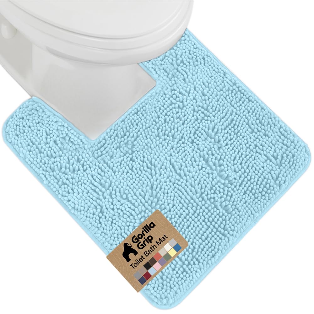 GORILLA GRIP Bath Rug Mat, Thick Soft Absorbent Chenille, Quick Dry Microfiber Mats, Rubber Backing Washable Shower Floor Rugs, US Designed Bathroom Bathmat Home Decor Accessories, 24x17, Grey