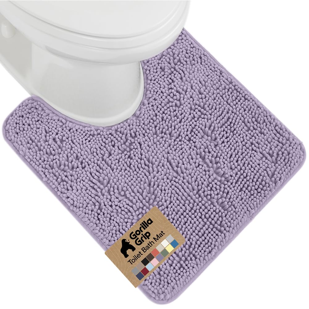 GORILLA GRIP Bath Rug Mat, Thick Soft Absorbent Chenille, Quick Dry Microfiber Mats, Rubber Backing Washable Shower Floor Rugs, US Designed Bathroom Bathmat Home Decor Accessories, 24x17, Grey