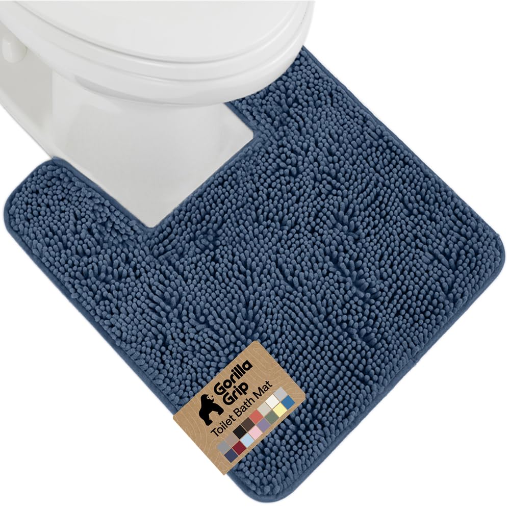 GORILLA GRIP Bath Rug Mat, Thick Soft Absorbent Chenille, Quick Dry Microfiber Mats, Rubber Backing Washable Shower Floor Rugs, US Designed Bathroom Bathmat Home Decor Accessories, 24x17, Grey