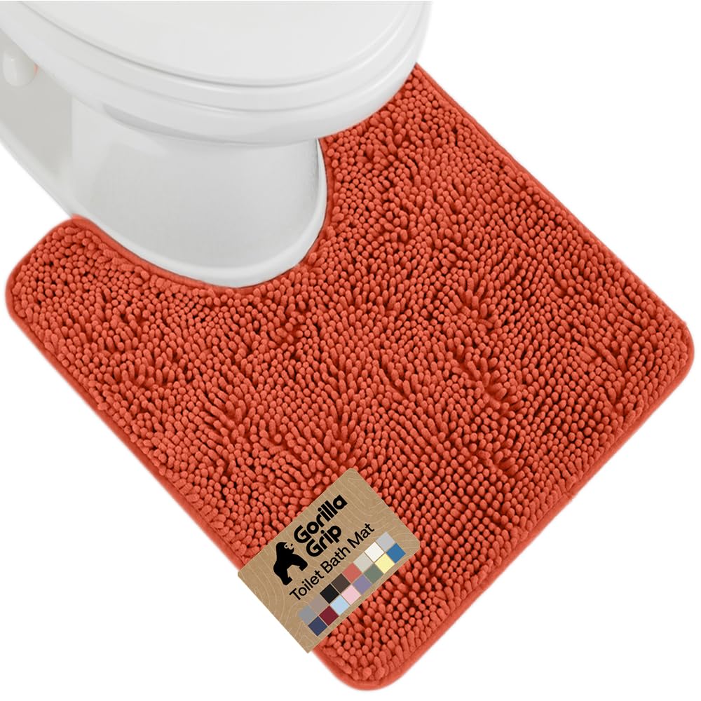 GORILLA GRIP Bath Rug Mat, Thick Soft Absorbent Chenille, Quick Dry Microfiber Mats, Rubber Backing Washable Shower Floor Rugs, US Designed Bathroom Bathmat Home Decor Accessories, 24x17, Grey