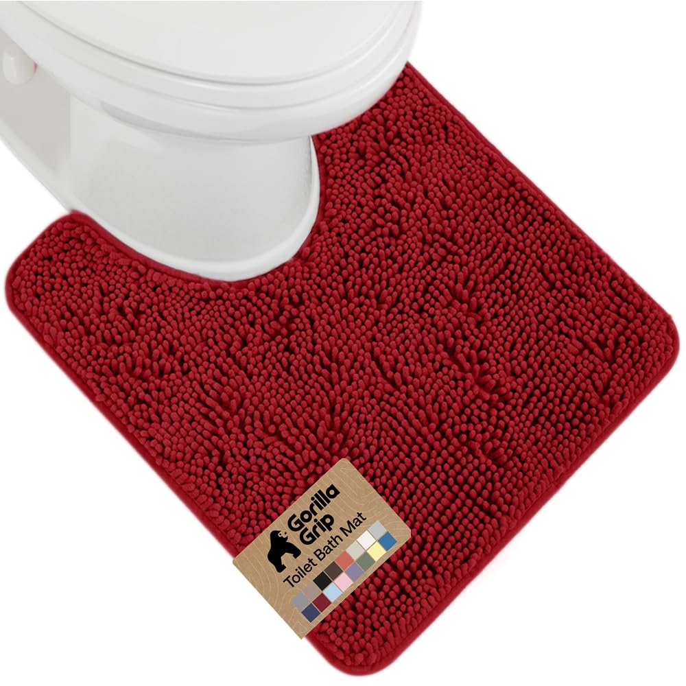 GORILLA GRIP Bath Rug Mat, Thick Soft Absorbent Chenille, Quick Dry Microfiber Mats, Rubber Backing Washable Shower Floor Rugs, US Designed Bathroom Bathmat Home Decor Accessories, 24x17, Grey