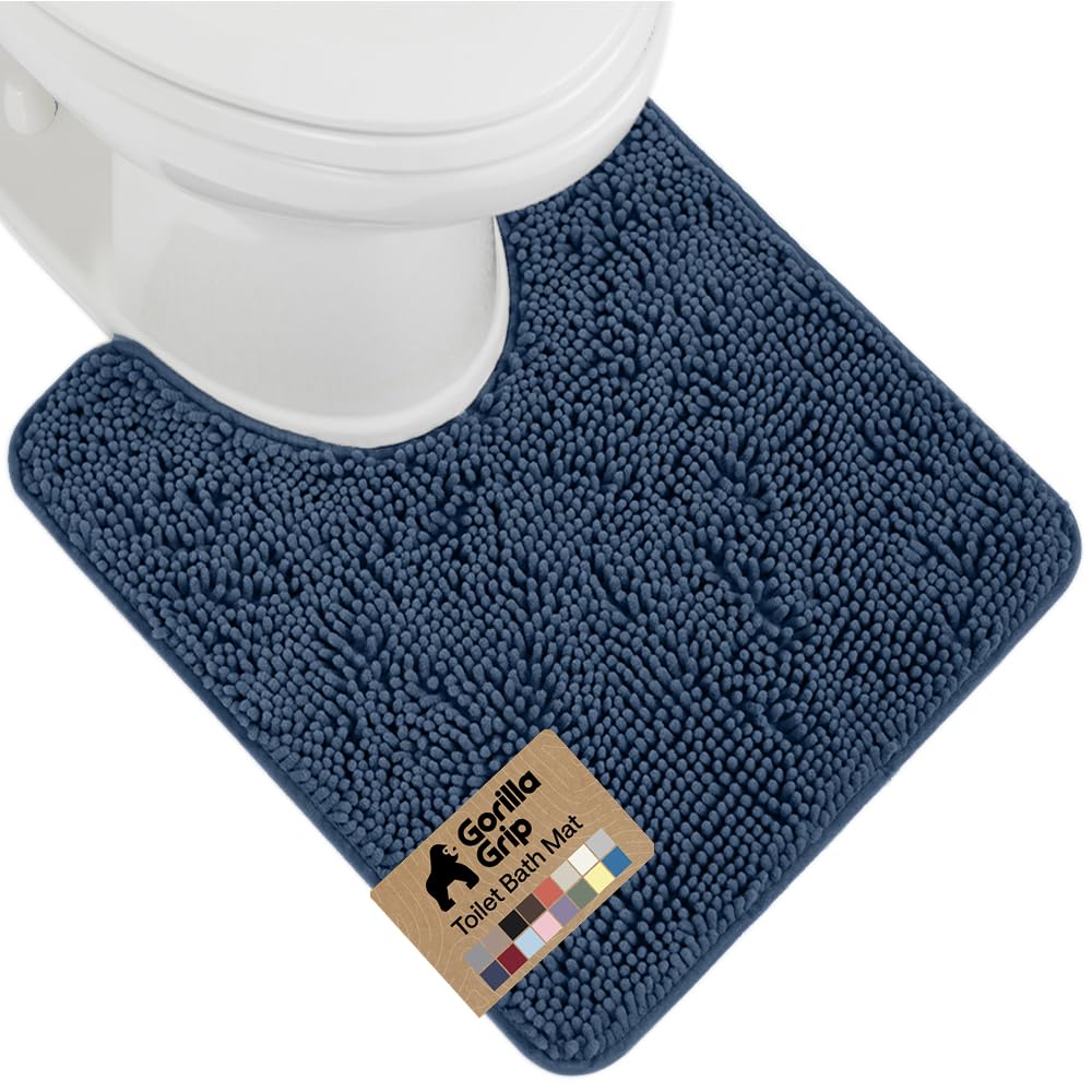 GORILLA GRIP Bath Rug Mat, Thick Soft Absorbent Chenille, Quick Dry Microfiber Mats, Rubber Backing Washable Shower Floor Rugs, US Designed Bathroom Bathmat Home Decor Accessories, 24x17, Grey