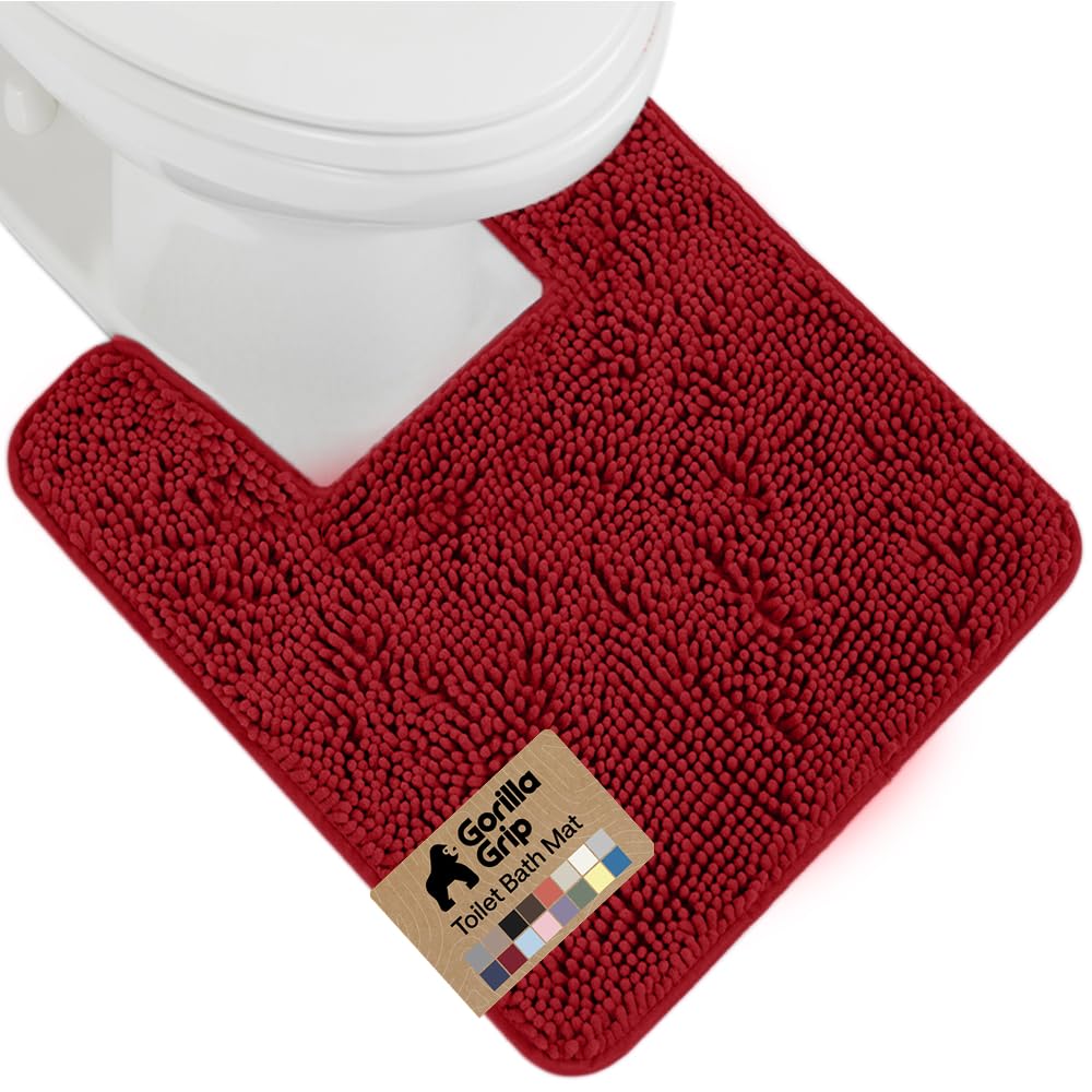 GORILLA GRIP Bath Rug Mat, Thick Soft Absorbent Chenille, Quick Dry Microfiber Mats, Rubber Backing Washable Shower Floor Rugs, US Designed Bathroom Bathmat Home Decor Accessories, 24x17, Grey