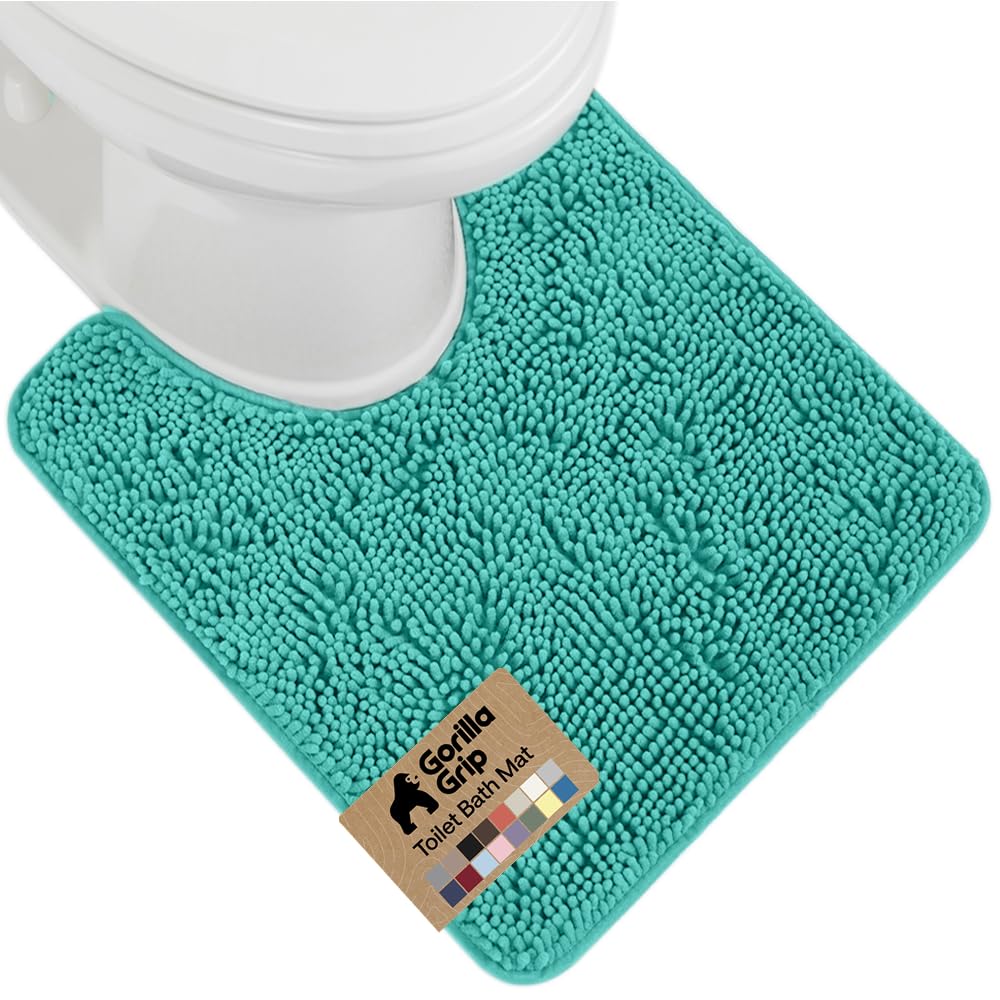 GORILLA GRIP Bath Rug Mat, Thick Soft Absorbent Chenille, Quick Dry Microfiber Mats, Rubber Backing Washable Shower Floor Rugs, US Designed Bathroom Bathmat Home Decor Accessories, 24x17, Grey