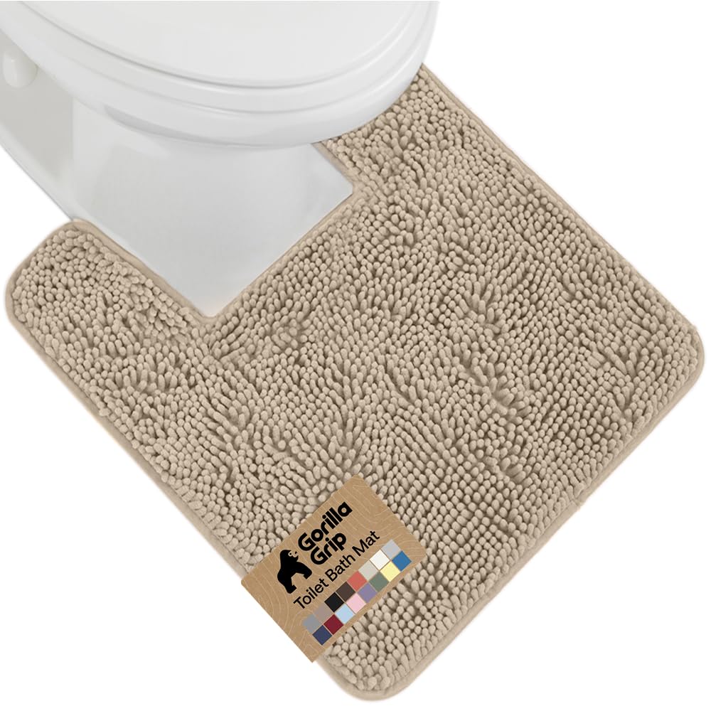 GORILLA GRIP Bath Rug Mat, Thick Soft Absorbent Chenille, Quick Dry Microfiber Mats, Rubber Backing Washable Shower Floor Rugs, US Designed Bathroom Bathmat Home Decor Accessories, 24x17, Grey