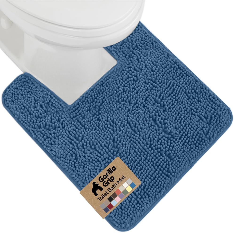 GORILLA GRIP Bath Rug Mat, Thick Soft Absorbent Chenille, Quick Dry Microfiber Mats, Rubber Backing Washable Shower Floor Rugs, US Designed Bathroom Bathmat Home Decor Accessories, 24x17, Grey