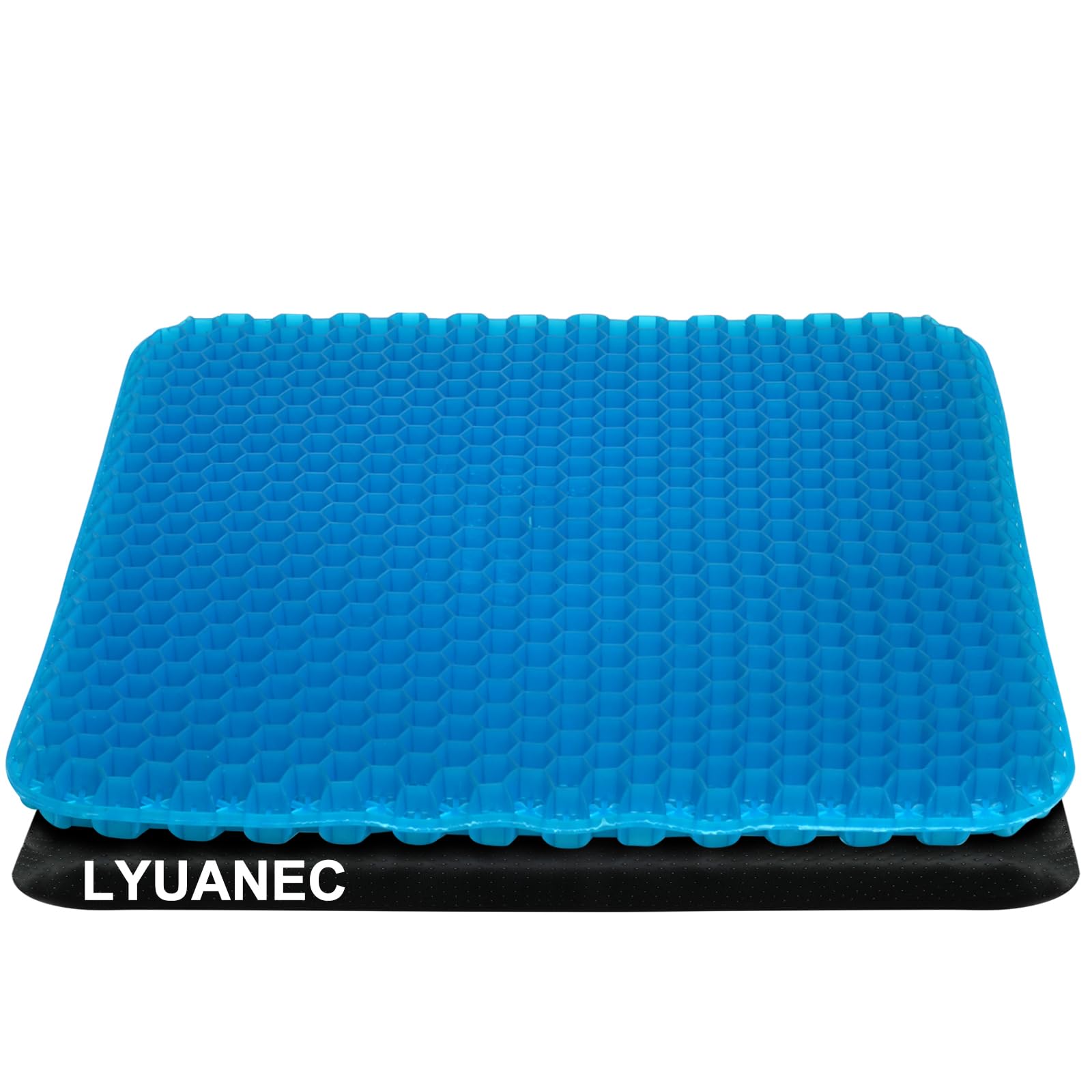 Gel Seat Cushion for Long Sitting - 16.5" x 14.5" x 2.4" (Extra Thick＆Soft) Gel Cushion for People Over 185 lbs, Pressure Relief Cushion for Office Chair, Egg Cushions for Wheelchair, Gel Pad for Car