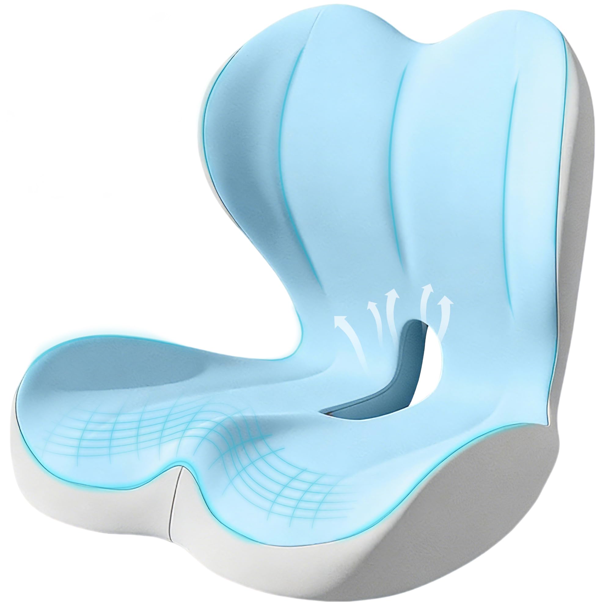 Seat Cushion for Office Chair and Car, Lumbar Support Pillow for Office Chair, Memory Foam Ergonomic Seat Cushion for Long Sitting, Back & Tailbone Pain, Sciatica - Black