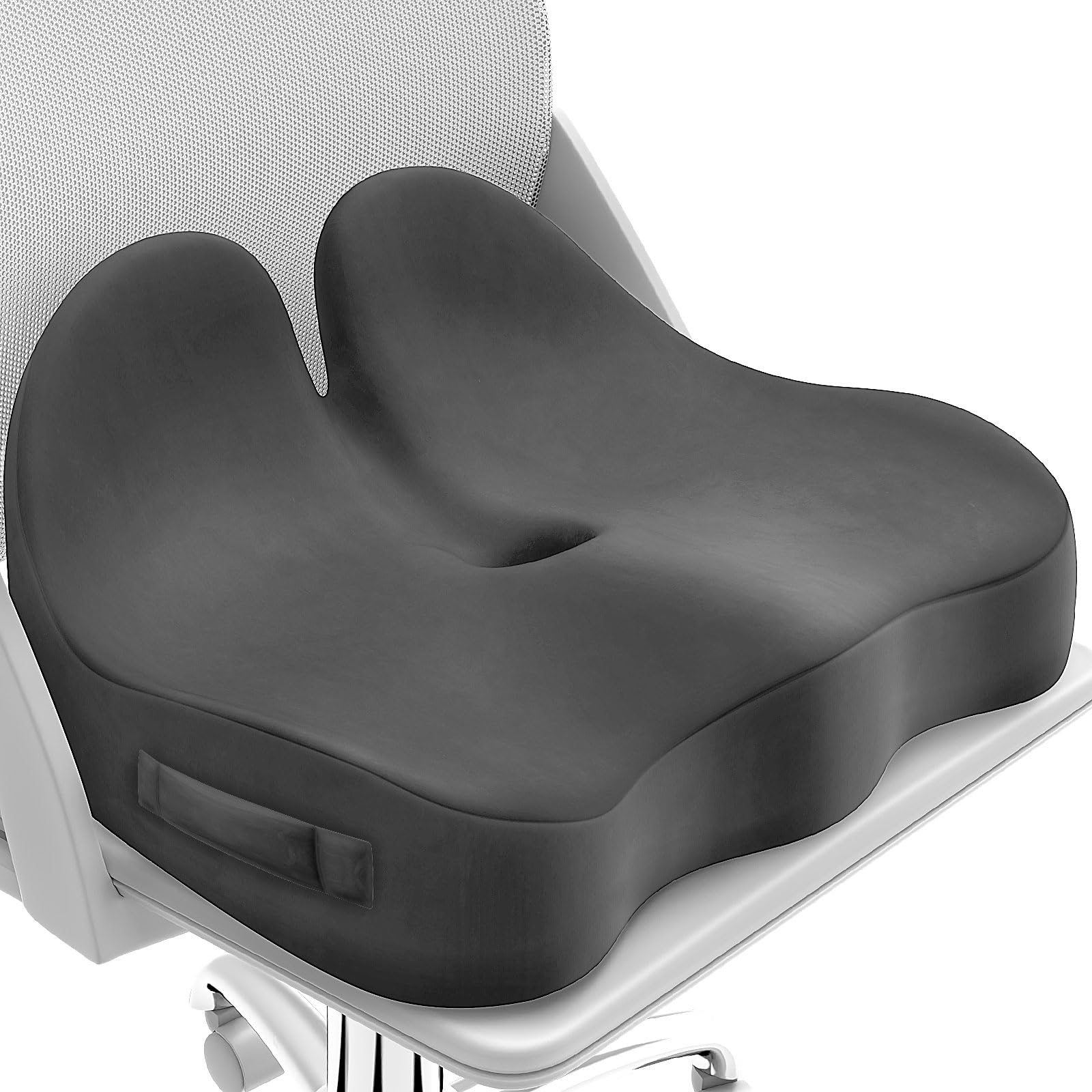 CushZone Seat Cushion, Ergonomic Memory Foam Seat Cushions for Office Chairs, Car, Long Trip, Desk Chair, Lab, Extra Large Size for Sciatica & Hip & Tailbone Pain Relief, Sciatica Support (Black)